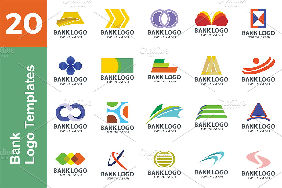 20 Logo Bank Templates Bundle, a Branding & Logo Template by Friendesigns
