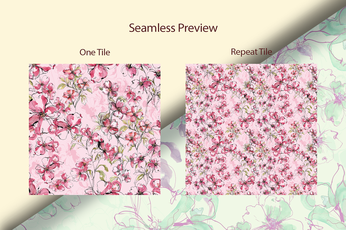 INK BLOSSOMS, a Pattern Graphic by rumacorakstudio (Photo 3 of 6)