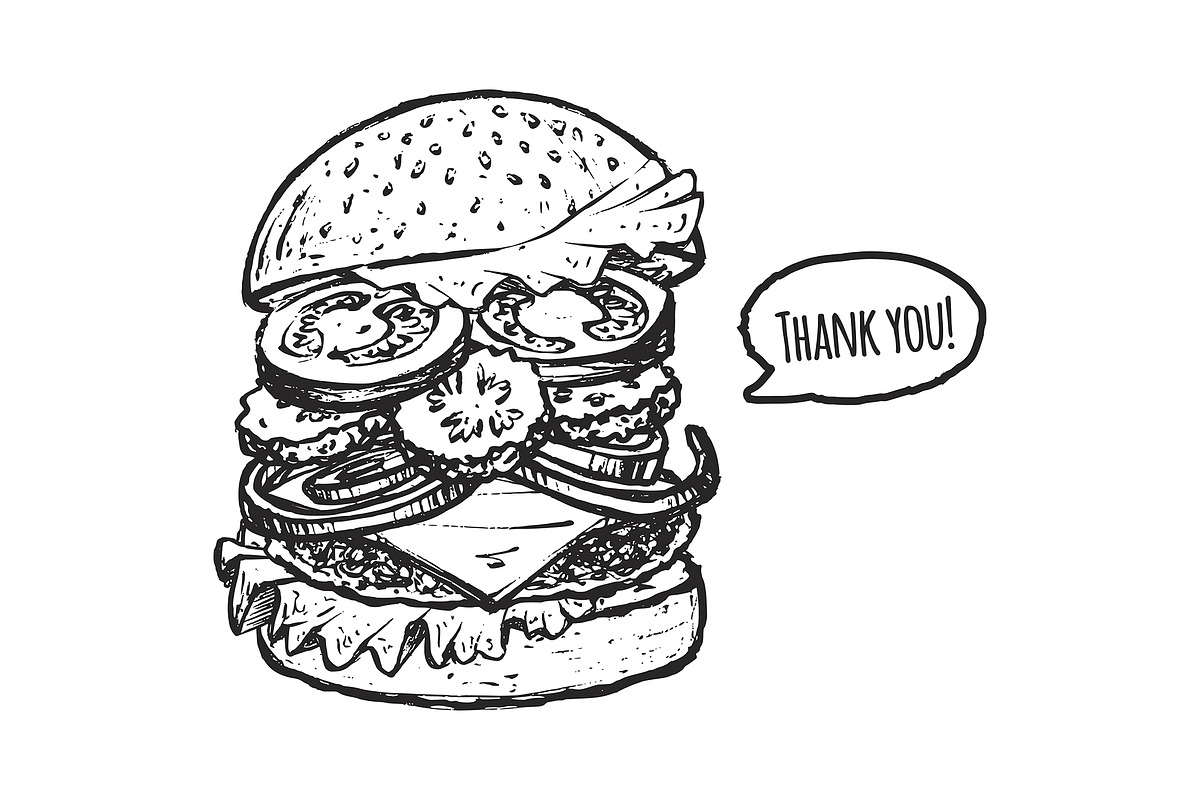 Burger menu. Hand-drawn, a Food Illustration by Margo Miller (Photo 14 of 14)