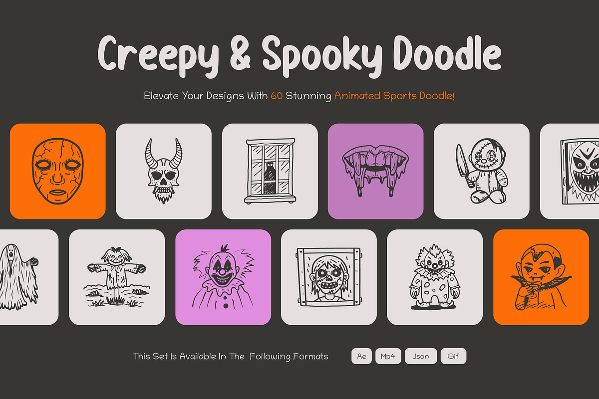 Animated Creepy and Spooky Doodles, an Object Graphic by Brickclay (Photo 1 of 5)