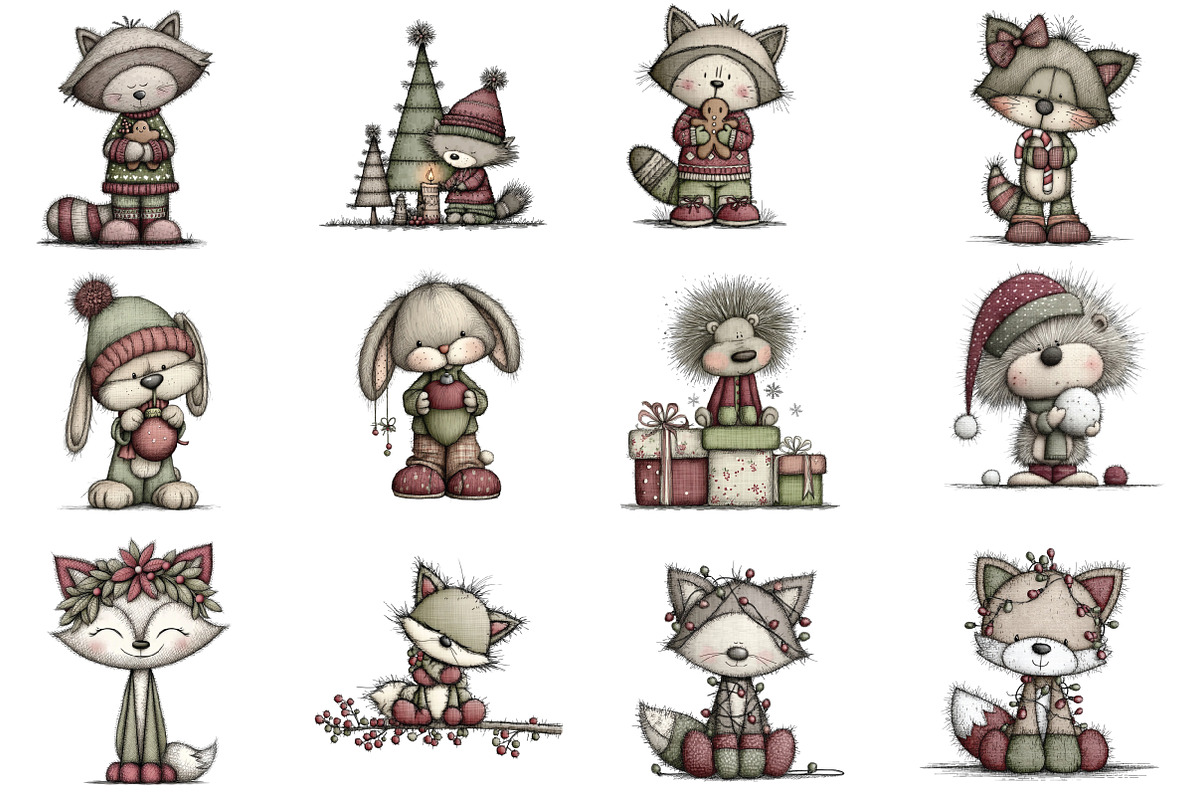 whimsical Santa reindeer clipart, an Illustration by CraftArtStudio (Photo 3 of 6)