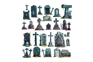 Ancient Gothic Burial Cartoon Vector