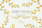 Gold Glitter Leaves Clipart, a Decorative Illustration by Minky Moo Creations (Thumbnail 1 of 17)