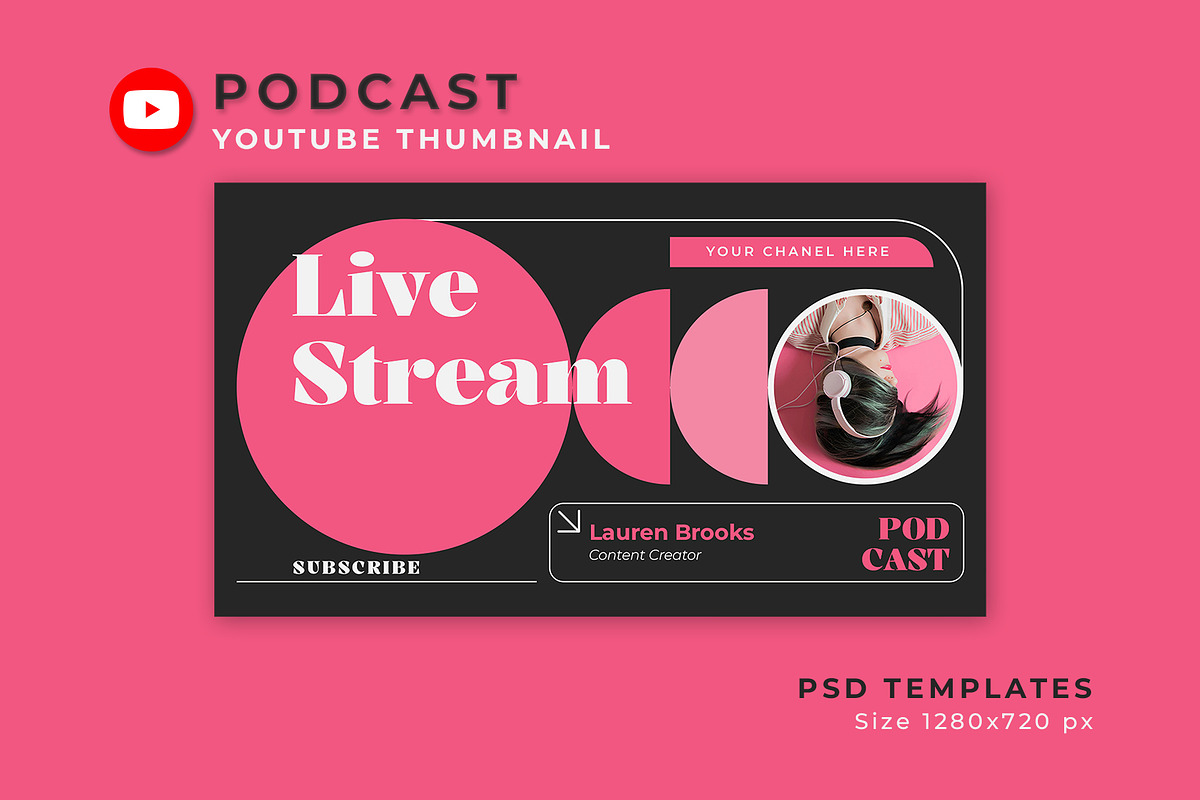 Live Stream YouTube Thumbnail, a Social Media Template by Artnivora.Std