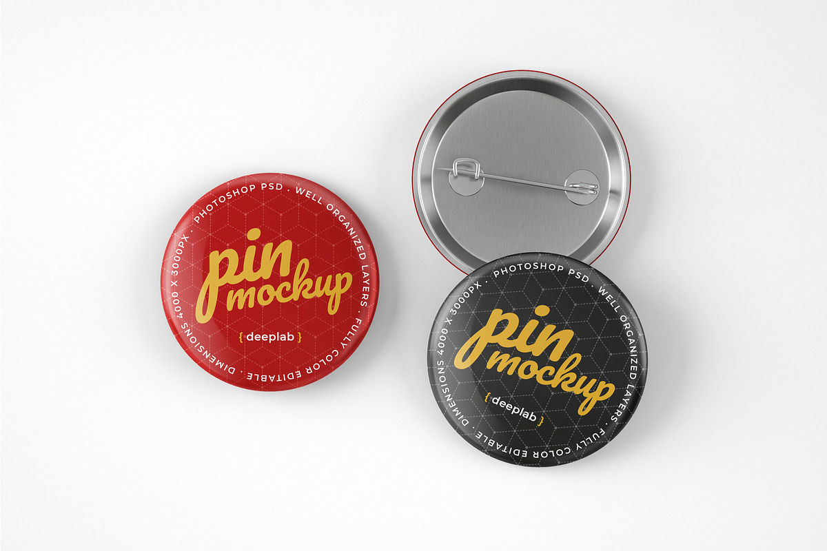 Glossy Button Pin Mockup Set, a Product Mockup by Deeplab