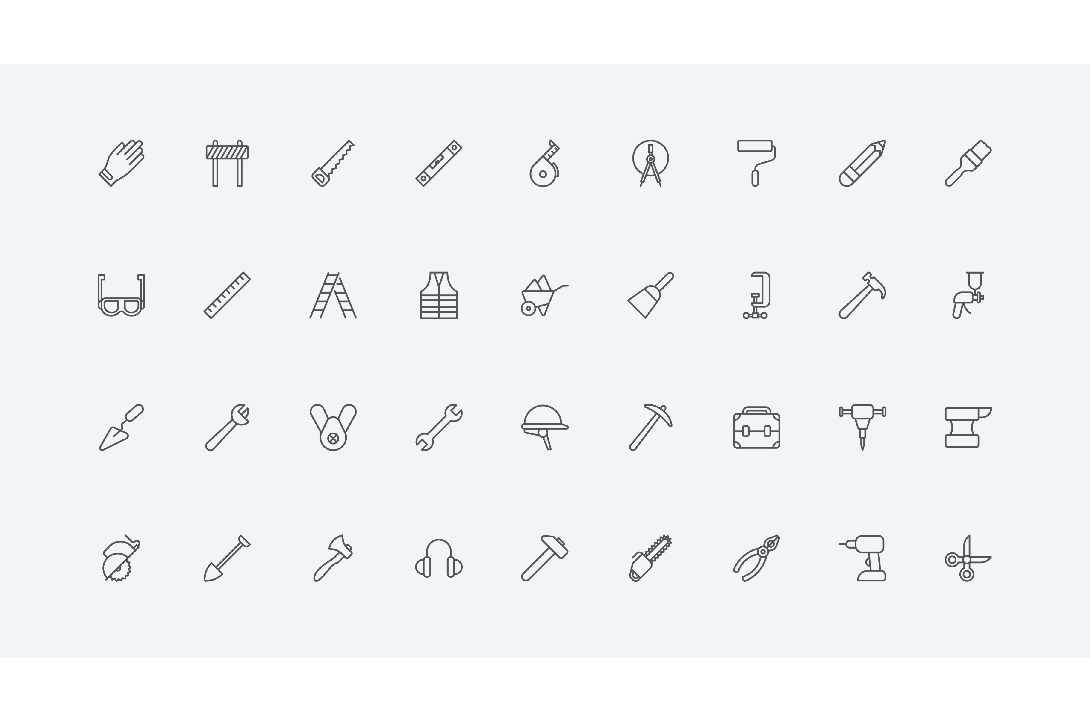 Construction site worker hand icons, an Illustration by Lemberg Vector