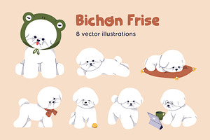 Cute dogs of Bichon Frise breed set, an Animal Illustration by Good Studio
