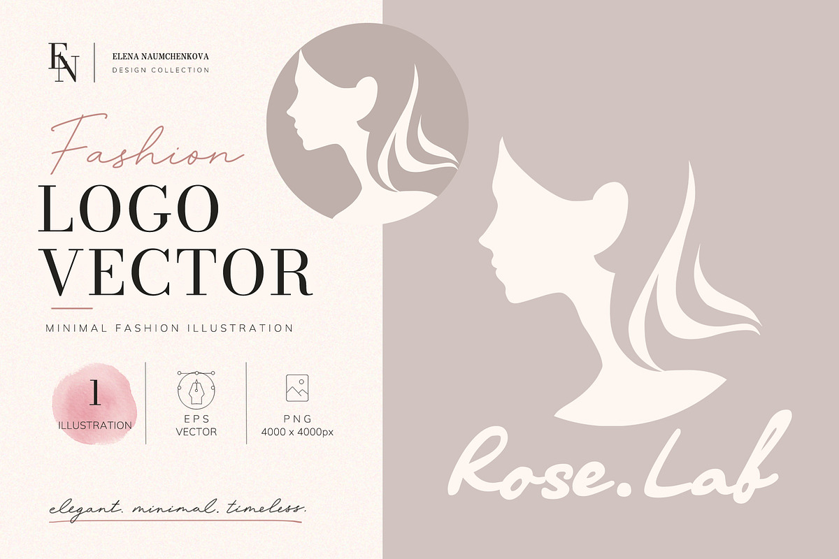 Female Profile Logo Vector, an Object Graphic by Elena Naumchenkova (Photo 1 of 3)