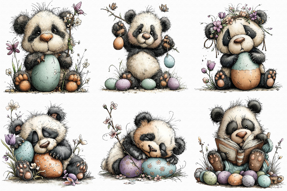 Whimsical Easter Panda Clipart, an Illustration by Libby Wishes (Photo 4 of 7)