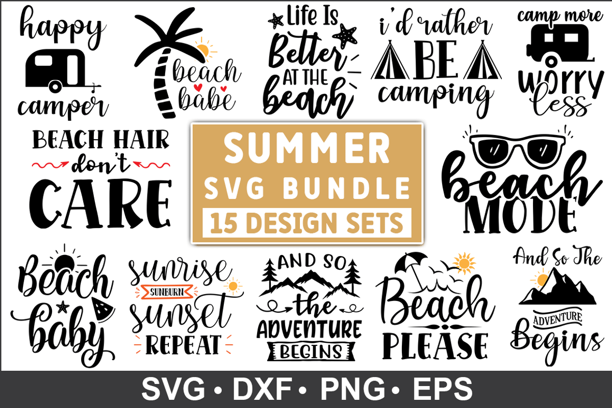 Summer Quotes SVG Bundle, Summer, an Illustration by Designvipe (Photo 1 of 3)