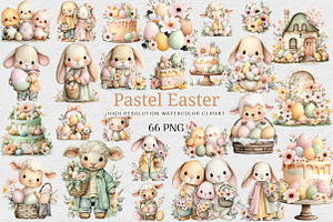 Pastel Easter Watercolor Clipart, an Illustration by DreamCafeArt