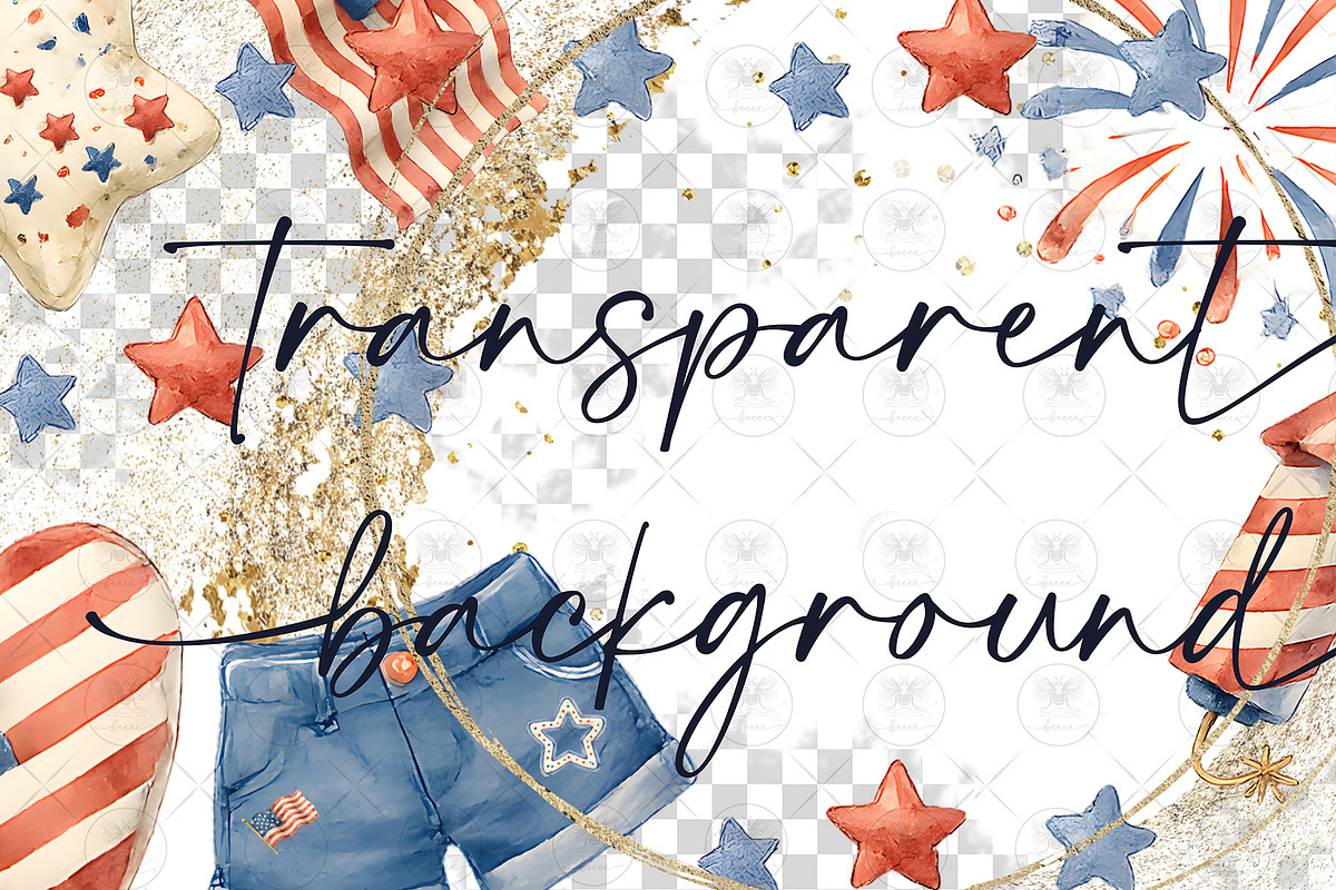 4th of July Watercolor Clipart, an Education Illustration by BigCakeBee (Photo 2 of 4)