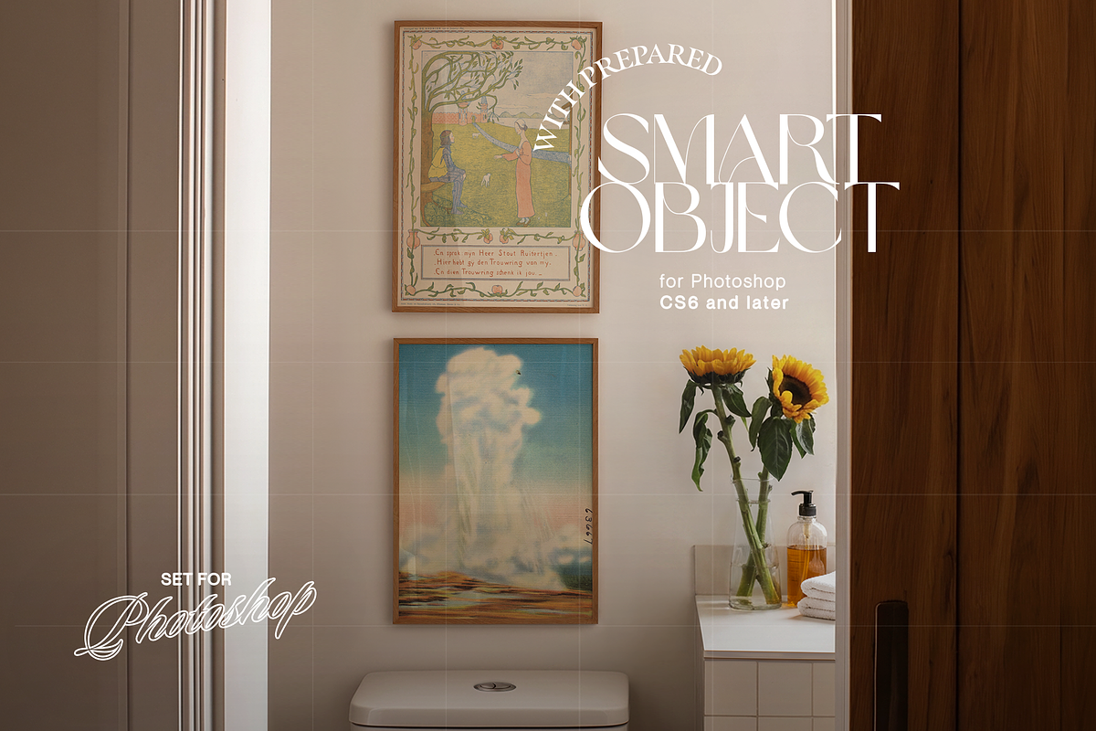 Set of Two Poster Mockups Washroom, an Advertising Mockup by WasMockups (Photo 2 of 6)