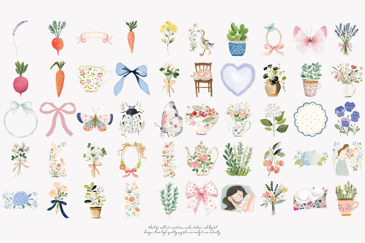 whimsical watercolor clipart set, a Decorative Illustration by Patishop Art (Photo 9 of 10)