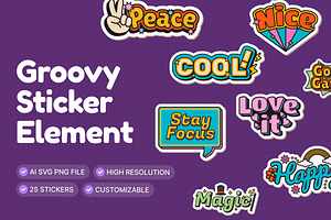 Groovy Sticker Element