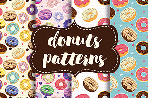 Cute donuts with colorful glazing