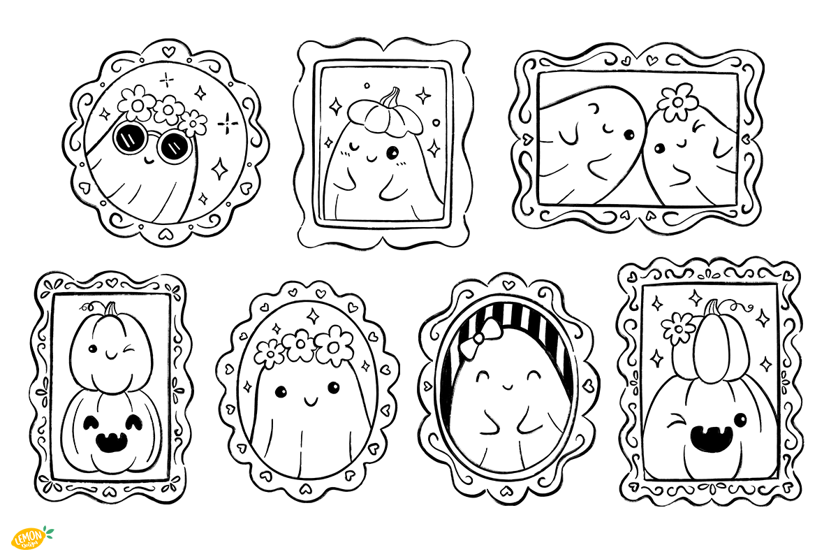 Halloween Frames Doodle Line Art, a Seasonal Illustration by LemonDesign (Photo 3 of 3)