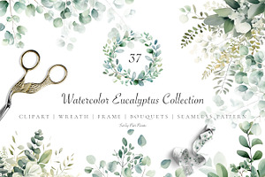 Eucalyptus Watercolor Collection, an Object Illustration by Pati Paints