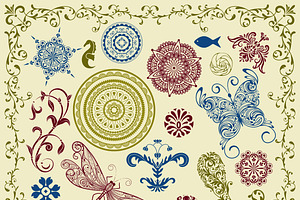 Vector Summer Vintage Floral Bright