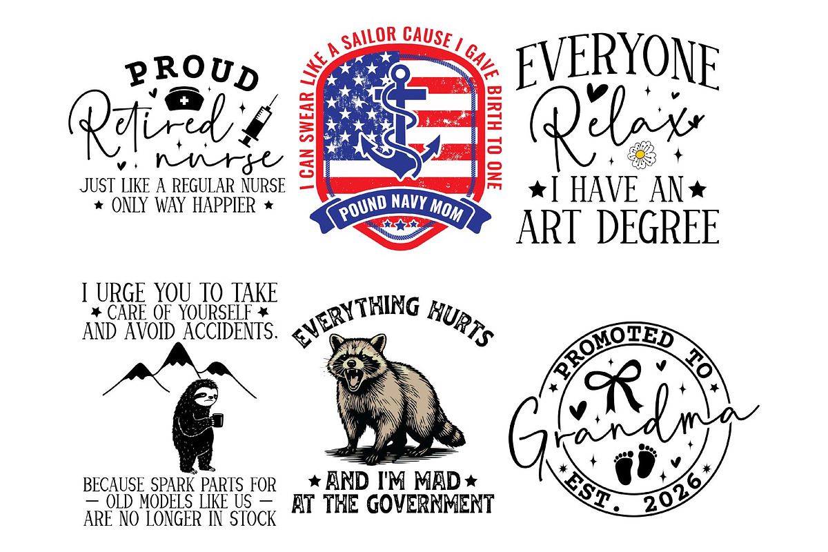 Mega Typography T-Shirt Design Bundl, an Object Graphic by vintage (Photo 2 of 3)