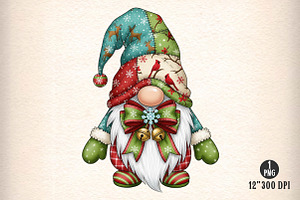 Christmas Patchwork Gnome PNG, an Illustration by Dream Creation