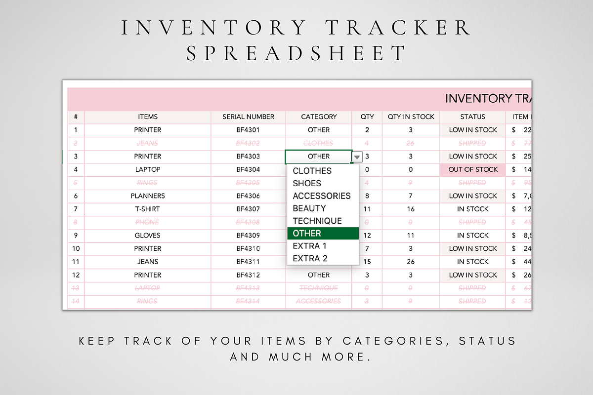 Excel Inventory Tracker Template, a Templates & Theme by BRANDcontent