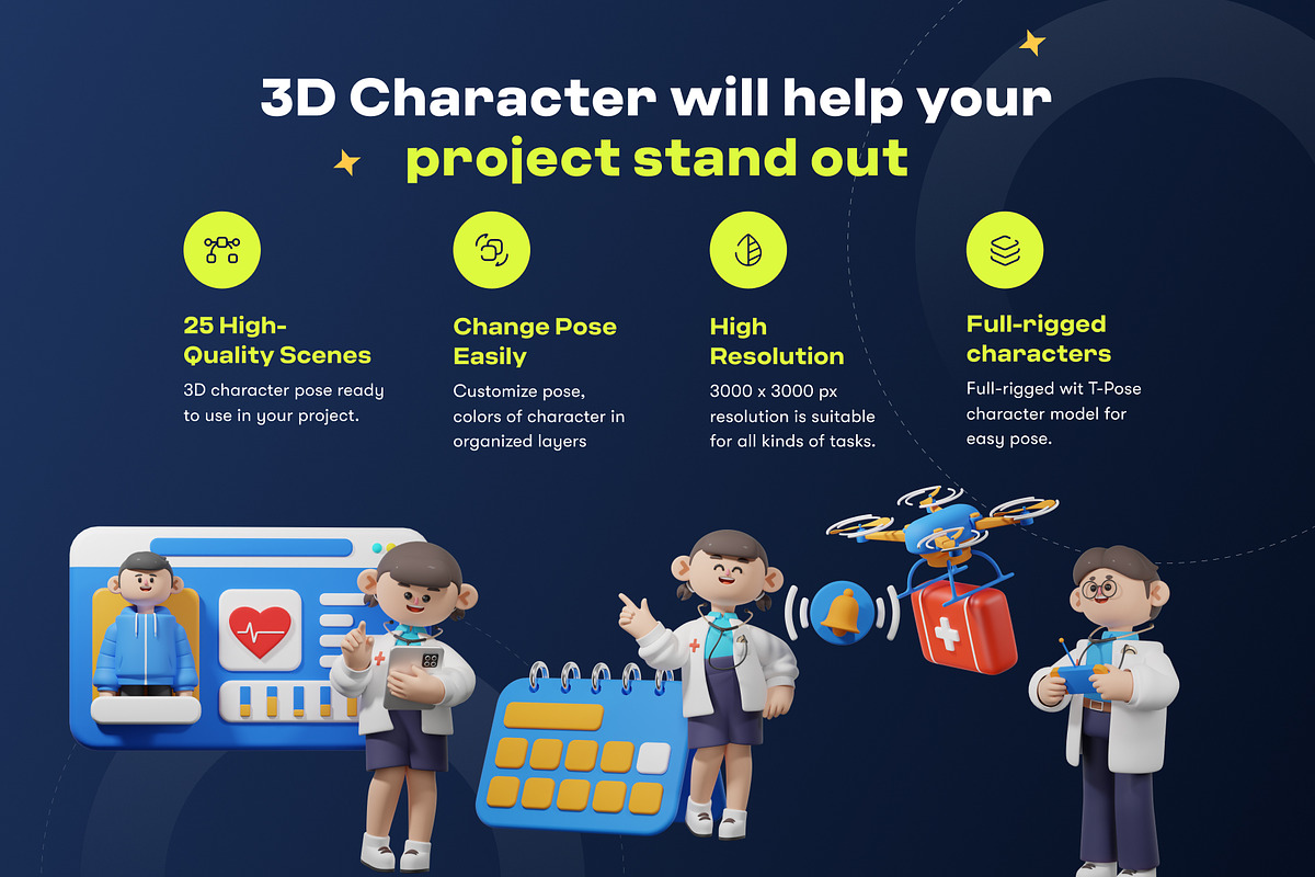 Online Medical 3D Character, a Characters & Person 3D Model by orenjidesign (Photo 2 of 8)