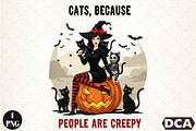Sarcastic Halloween Cat Witch Creepy, an Illustration by DreamCafeArt (Thumbnail 1 of 7)