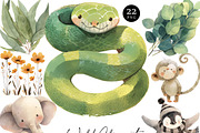 Watercolor Animal Clipart Bundle, an Animal Illustration by Design Scotch (Thumbnail 1 of 6)