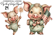 Whimsical Pig 4th of July Clipart, an Animal Illustration by SVGArt (Thumbnail 1 of 9)