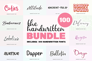 100 Handwritten Script Fonts Bundle