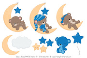 Blue Sleepy Bears Clipart, an Illustration by Amanda Ilkov (Thumbnail 4 of 5)