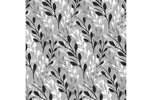Monochromatic seamless floral, a Texture Illustration by okskukuruza