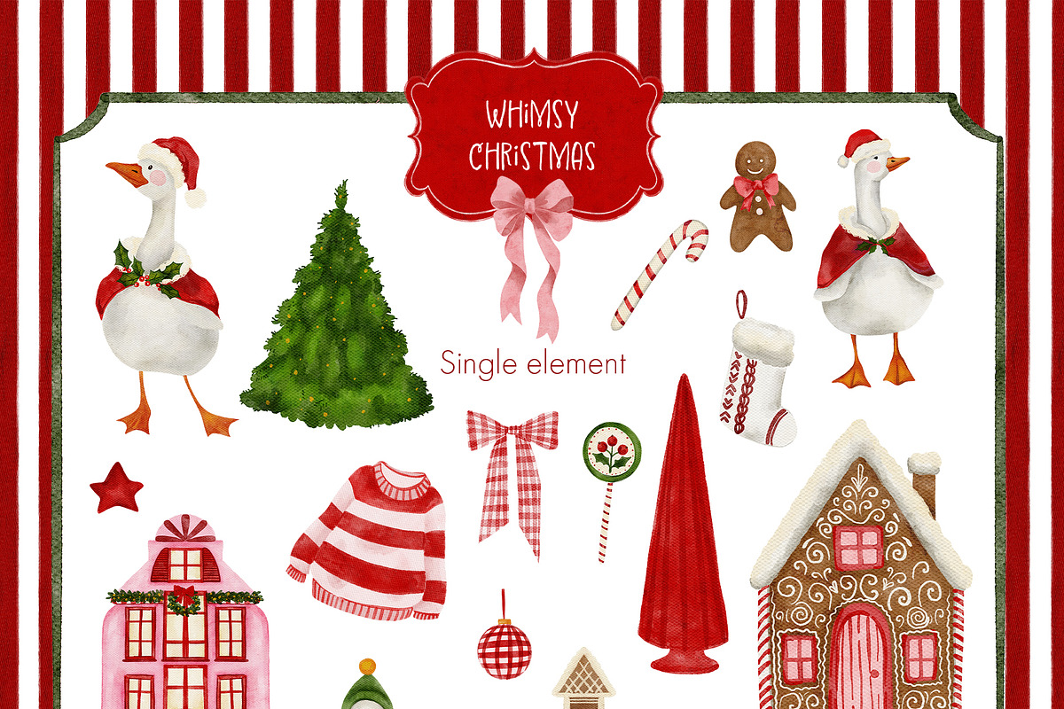 Whimsy Christmas. Watercolor art., an Object Graphic by ma_i_vi (Photo 3 of 10)