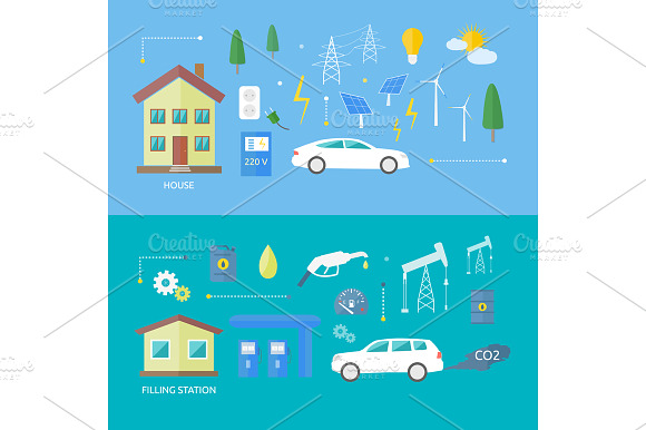 Electric Cars And Petrol Car