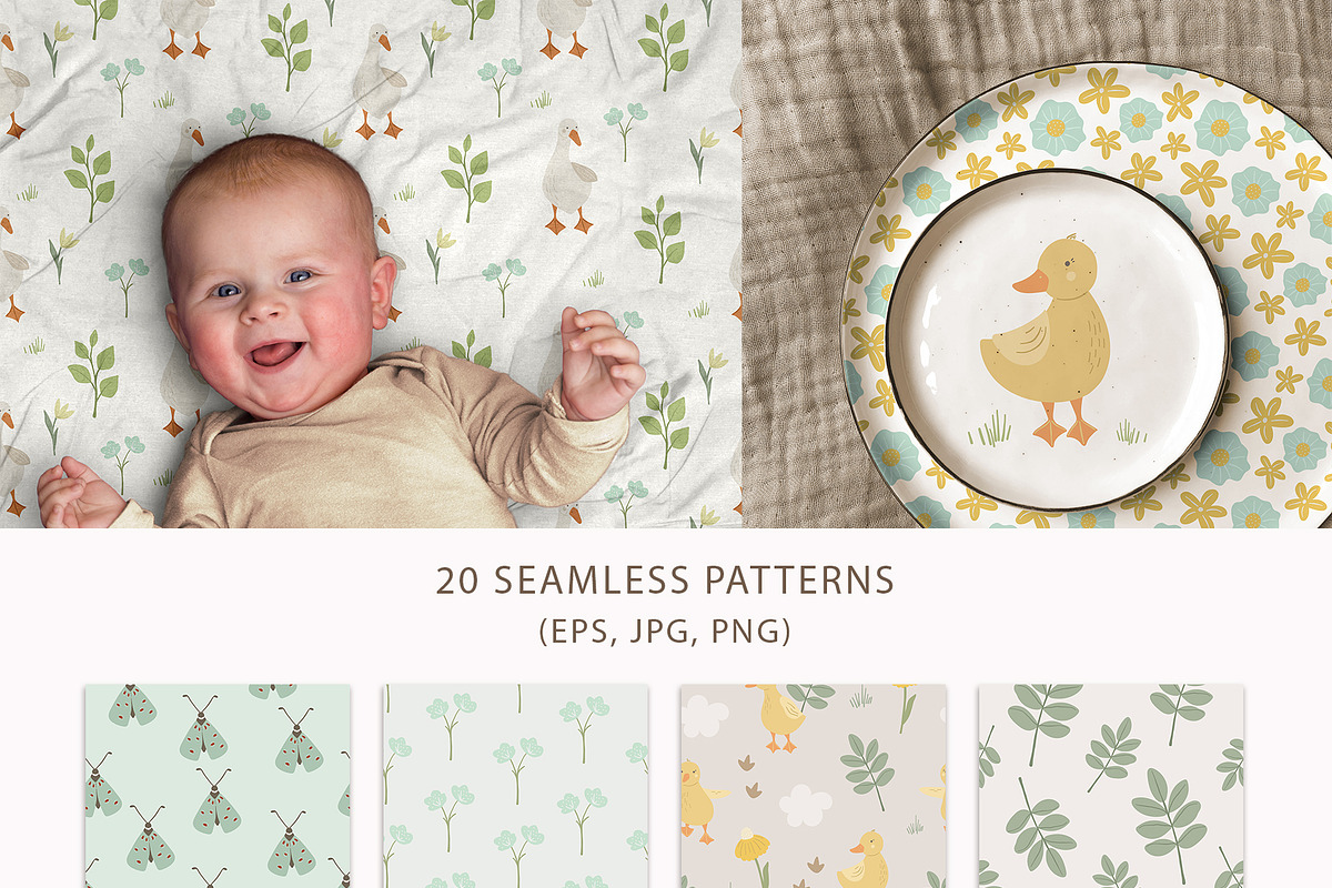SPRING FARM animals clipart, pattern, an Animal Illustration by polikarpovaart (Photo 6 of 10)