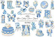 Blue Cottage Charm Clipart Set, an Illustration by DreamCafeArt (Thumbnail 1 of 6)