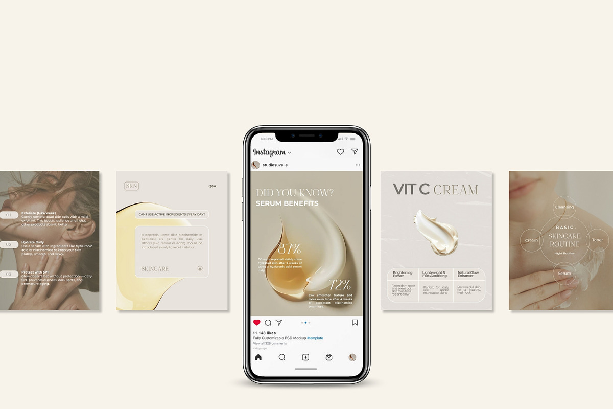 SKINCARE Canva templates, a Social Media Template by Studio Suvelle (Photo 3 of 9)