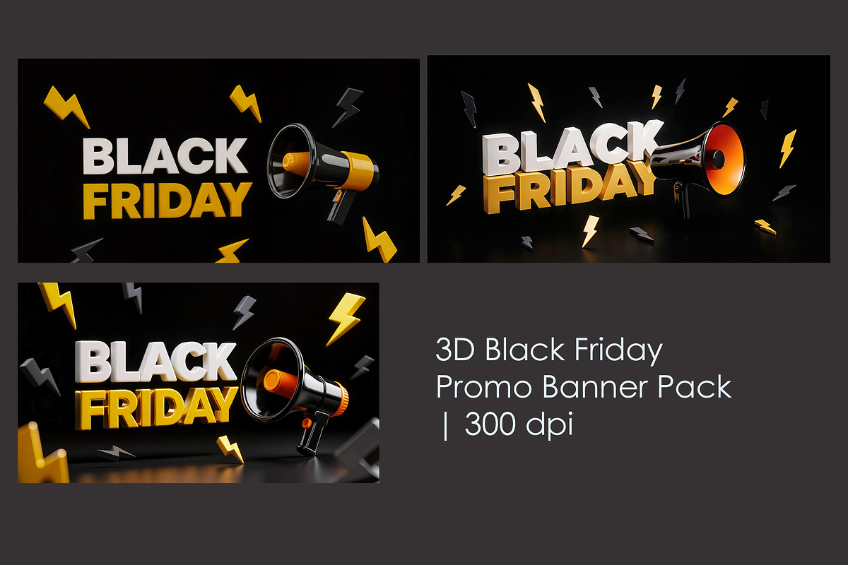 3D Black Friday Promo Banner Pack, a Finance Illustration by StockVerse Creative (Photo 1 of 4)