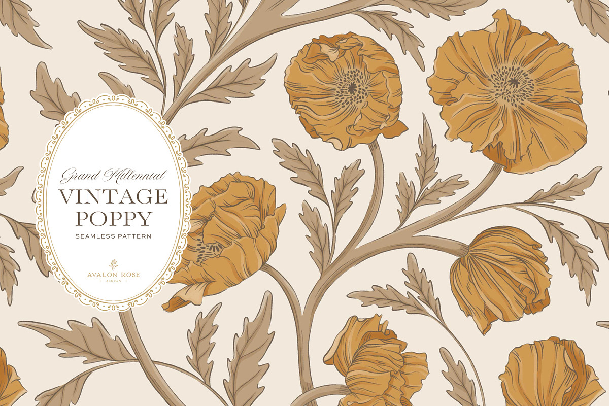 Vintage Poppy Floral Patterns, a Pattern Graphic by Eclectic Anthology (Photo 2 of 13)