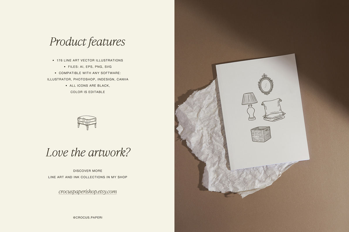INTERIOR DESIGNER line art clipart, an Object Illustration by Crocus Paperi (Photo 13 of 13)
