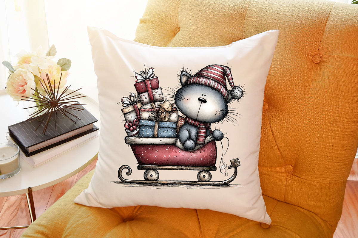 Quirky Christmas Cat Clipart, an Illustration by Sublimation Artist (Photo 6 of 6)