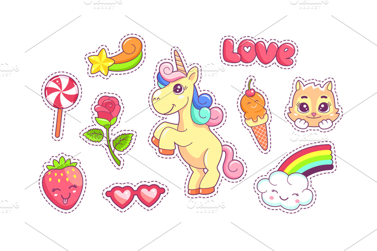 Stickers with unicorn and patterns, an Emoji Icon by Teneresa (Photo 1 of 3)