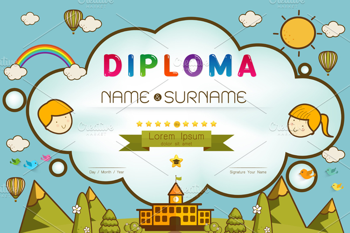 Certificate kids diploma, a Card Template by essense (Photo 1 of 2)