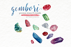 Watercolor Clip Art - Precious Gems, an Illustration by Maria B. Paints