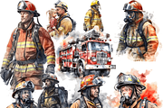 Watercolor Firefighter Clipart, an Object Graphic by ArtisticTimberStudio (Thumbnail 2 of 2)