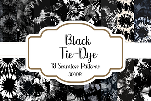 Black Tie-Dye Seamless Patterns