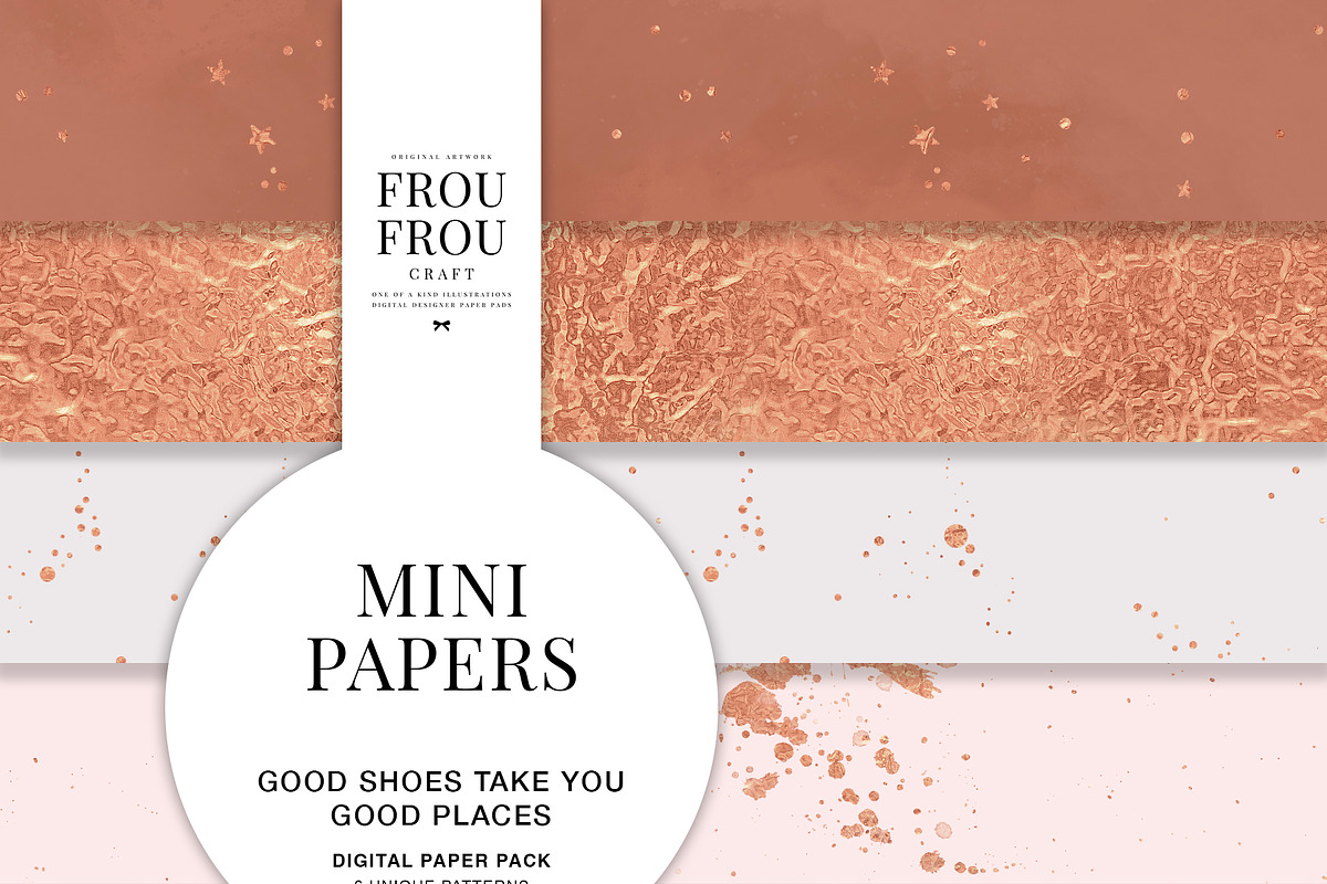Pink White Rose Gold Mini Papers, a Pattern Graphic by Frou Fou Craft (Photo 1 of 7)