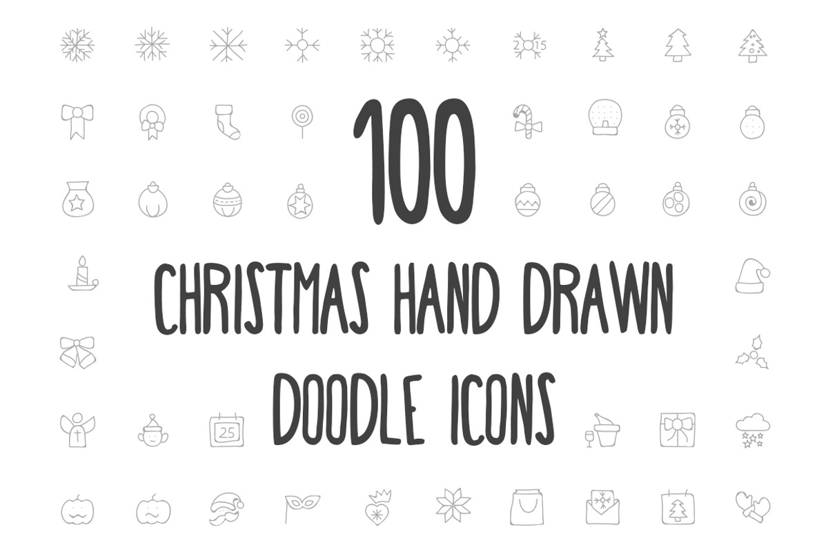 100 Christmas Hand Drawn Icons, an Outline Icon by Creative Stall (Photo 1 of 3)
