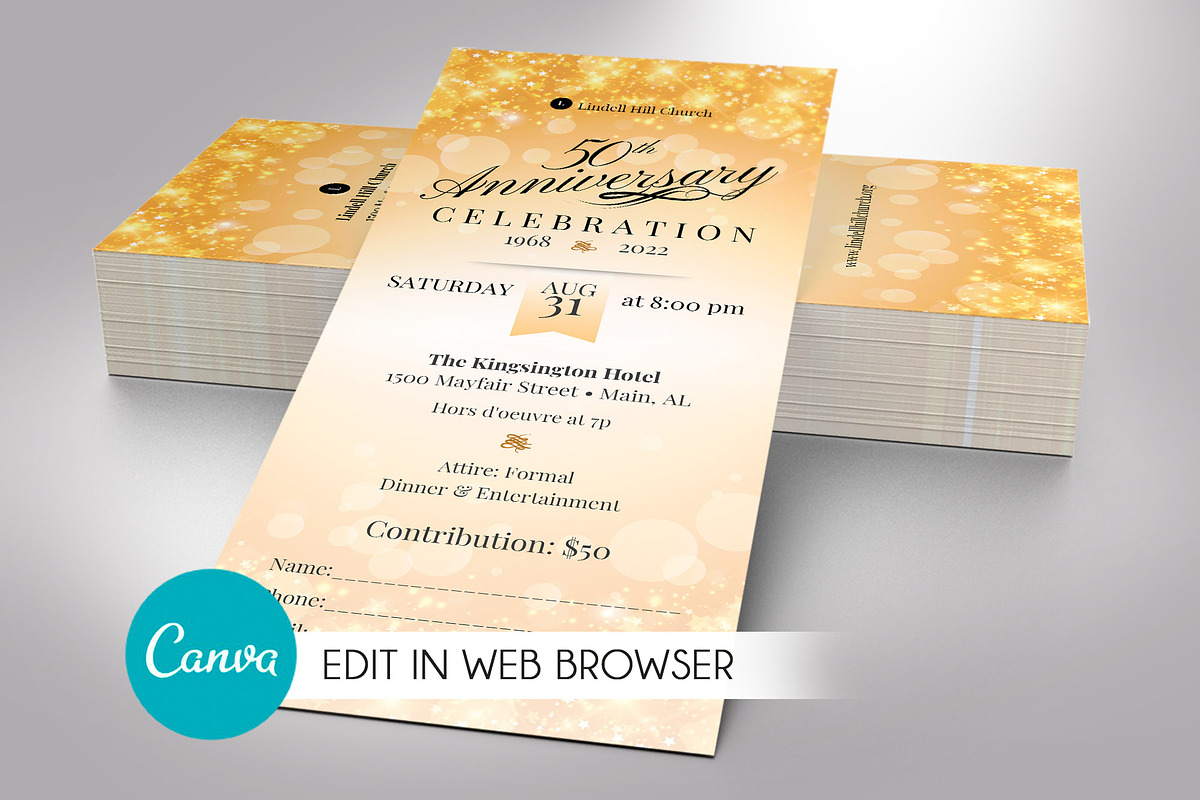 Church Anniversary Ticket Canva, a Card Template by Godserv Designs (Photo 1 of 10)
